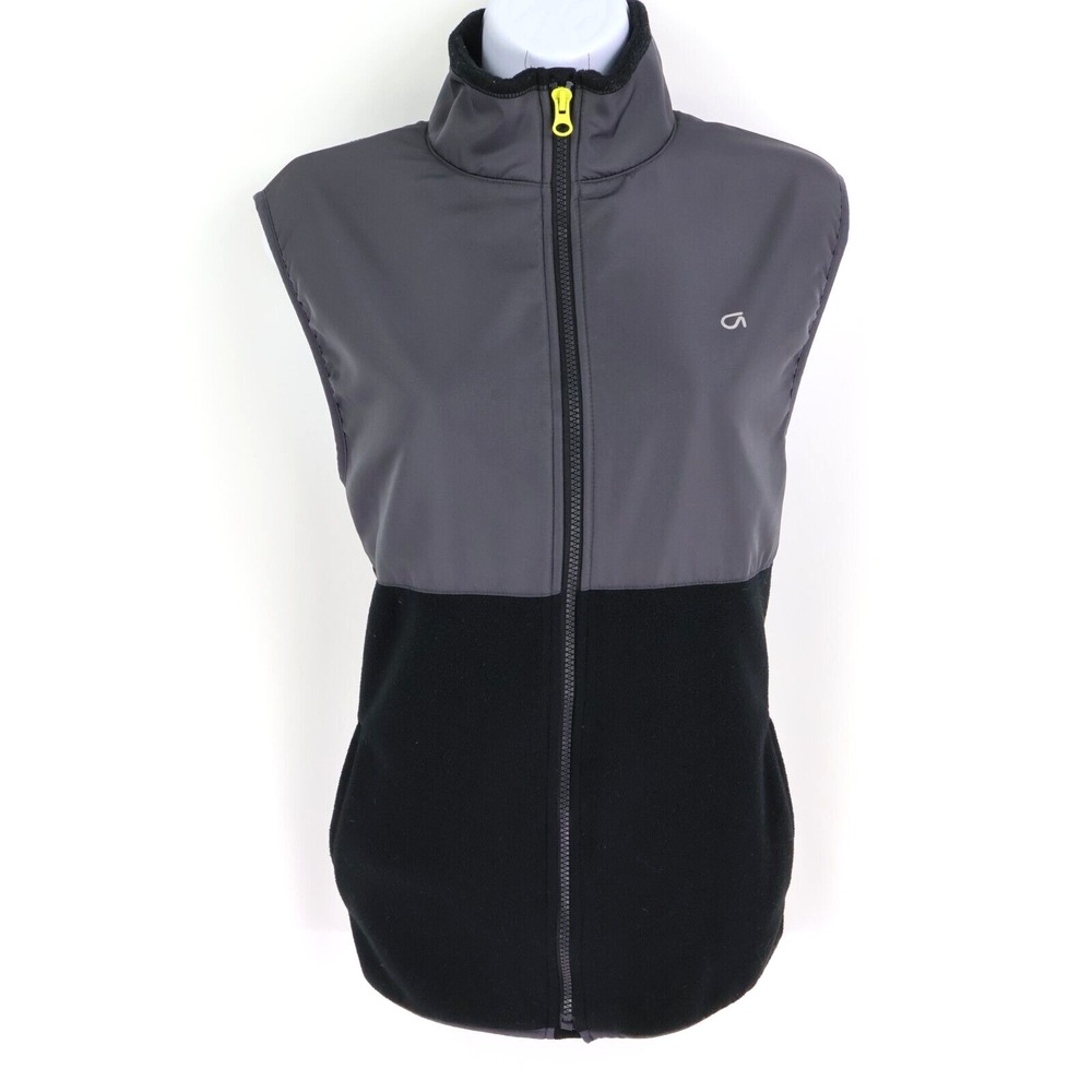 GAP Fit Fleece Lined Vest Jacket Kids Size XXL Black Gray Colorblock Pockets